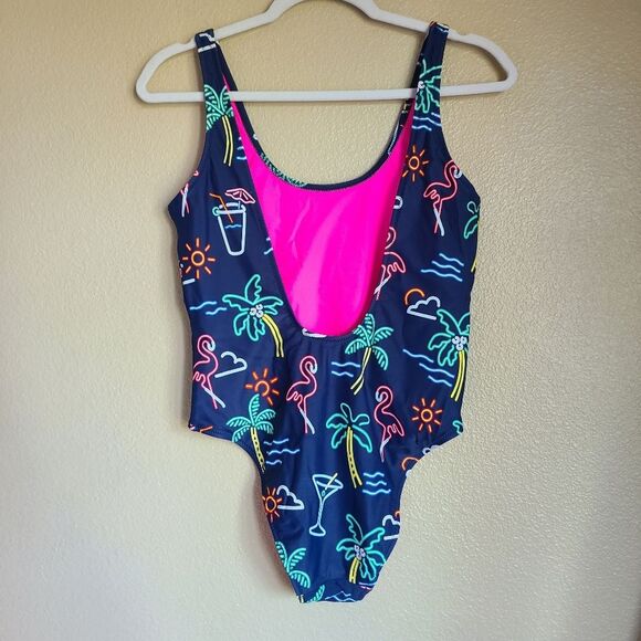 chubbies electric open back one piece swimsuit neon lights size medium - Picture 4 of 6